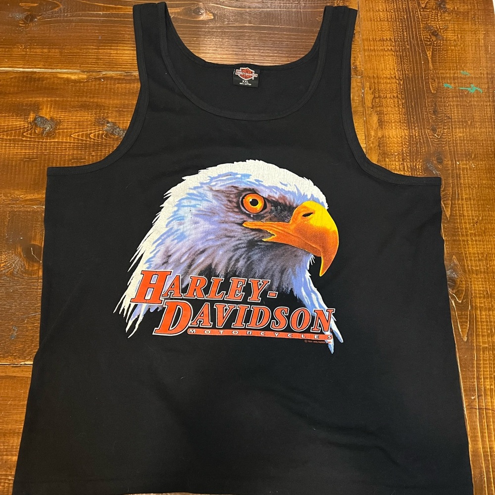 Vintage 1991 Harley Davidson eagle head front and back graphic tank